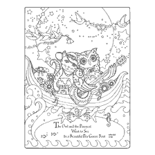 coloring page: Anti-stress coloring an owl in a boat