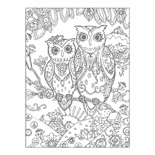 coloring page: Coloring for adults Owls in a fabulous apartment