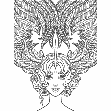 coloriage: Coloration pour adultes: Une fille avec une licorne et des boucles