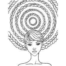 coloriage: Fille de coloration anti-stress avec tresses sous forme de spirale
