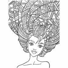 coloriage: Coloration pour adultes avec une fille et une coiffure inhabituelle