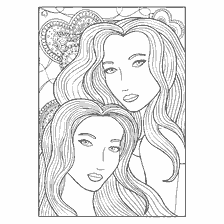 coloriage: Coloration pour adultes avec l'image de deux filles