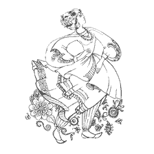 coloriage: Coloration pour adultes: une fille en shuffles