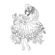 coloriage: Coloration pour adultes - La fille au chapeau