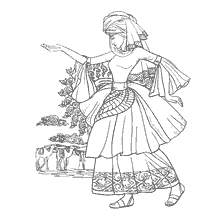 coloriage: Coloration pour adultes avec l'image d'une fille dans une tenue africaine