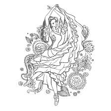 coloriage: Coloration pour adultes avec l'image d'une fille ballerine