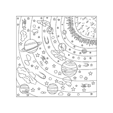 kleurplaat: Kleuren voor volwassenen anti-stress met een beeld van het zonnestelsel