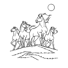 coloring page: Spirit: Lord of the Prairies with a Horse Herd