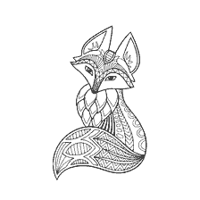 coloriage: Coloration pour adultes avec l'image d'un renard mignon