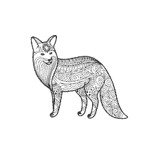 coloriage: Coloration pour adultes: un beau renard avec des motifs