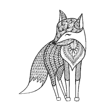 coloriage: Renard colorant anti-stress avec motifs