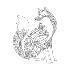 coloriage: Les renards color&eacute;s avec des &eacute;l&eacute;ments de th&egrave;mes naturels