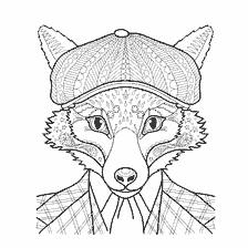 coloriage: Fox en chapeau et costume de coloration