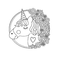 kolorowanka: Jednorożec wśr&oacute;d kwiat&oacute;w w kolorowanki