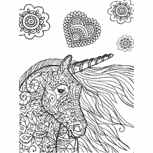 kolorowanka: Kolorowanki dla dorosłych anty-stres z jednorożcem i wz&oacute;r