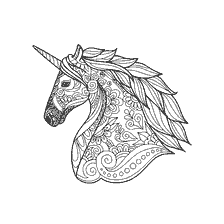 kolorowanka: Uroczy jednorożec z wzorami do kolorowania