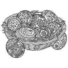 coloriage: Livre de coloration pour adultes: Panier de P&acirc;ques avec oeufs d&eacute;coratifs