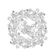 coloriage: Coloration pour adultes avec des oiseaux et des &oelig;ufs de P&acirc;ques