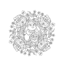 coloriage: Livre de coloriage anti-stress avec lapin de P&acirc;ques et paniers