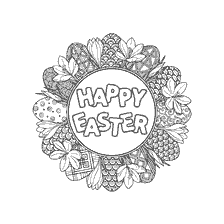 coloriage: Livre de coloriage pour adultes avec l'inscription Joyeuse P&acirc;ques