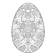 coloriage: Peinture oeuf de P&acirc;ques avec motifs pour adultes anti-stress