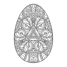 coloriage: Peinture oeuf de P&acirc;ques avec des motifs pour adultes