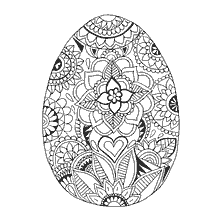 coloriage: Peinture oeuf de P&acirc;ques avec fleurs et motifs
