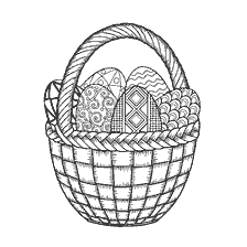 coloriage: Livre de coloriage pour adultes: panier avec oeufs de P&acirc;ques