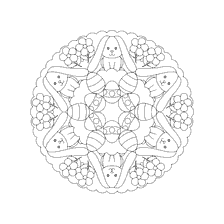 coloriage: Mandala avec lapins de P&acirc;ques et &oelig;ufs