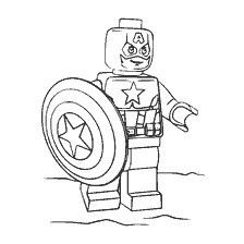 kleurplaat: Captain America's Lego met een Shield