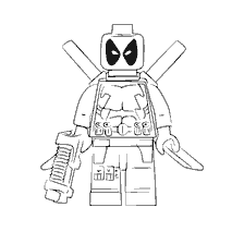 kleurplaat: Lego Deadpool met een pistool