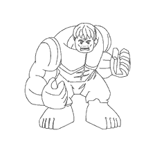 kleurplaat: Hulk tekening van Lego voor kleuren