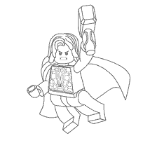 kleurplaat: Lego Superheld kleuren Thor