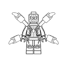kleurplaat: Lego superheld Spider-Man met mechanische tentakels
