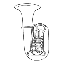 boyama sayfası: Bir Tuba M&uuml;zik aletinin Renklenmesi