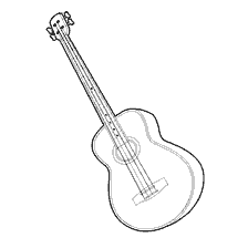 boyama sayfası: Renkleme i&ccedil;in ukule'nin Contour g&ouml;r&uuml;nt&uuml;s&uuml;