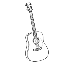 boyama sayfası: &Ccedil;ocuklar i&ccedil;in renkli gitar