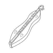 boyama sayfası: Hearts ile bir Dulcimer &ccedil;izim