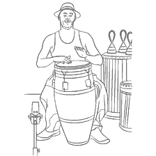 boyama sayfası: Bir adam davulu oynar