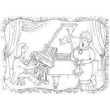 boyama sayfası: Bir m&uuml;zisyenle piyano &ccedil;almak ve bir opera şarkıcısı bir ariastrasyon