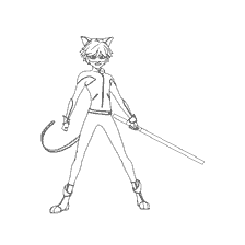 pagina da colorare: Super gatto con un bastone in libro colorante