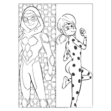 pagina da colorare: Disegno di Lady Bug e Karapas nel libro di colorazione