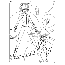 pagina da colorare: Lady Bug e Super Cat con i loro animali