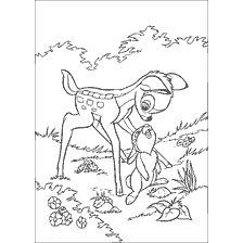 coloring page: Bambi and the bunny on the coloring book