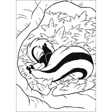 coloring page: Coloring with the image of a skunk from the cartoon Bambi