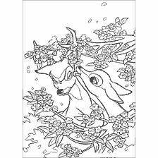 coloring page: Painting Bambi with a friend among flowering trees