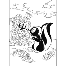 coloring page: Skunk and his girlfriend among the flowers