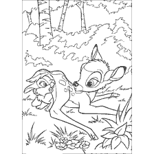 coloring page: Painting with Bambi and a Bunny in the Woods