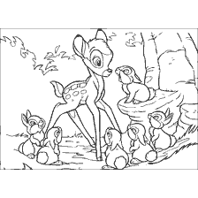 coloring page: Painting Bambi with Hares