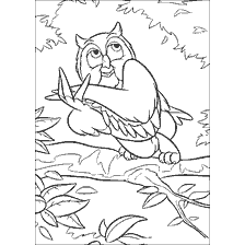 coloring page: An owl from the cartoon Bambi on a tree branch